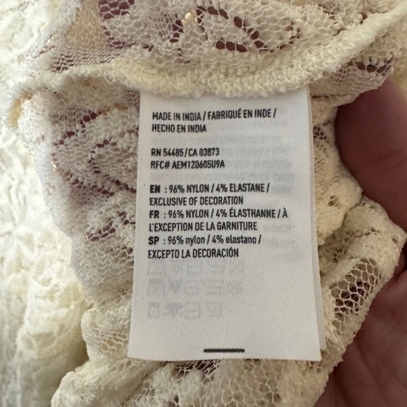 NWT American Eagle Outfitters Lace Tank Top Sleeveless Ivory Criss Cross Back S - Picture 5 of 8